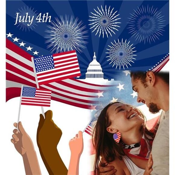 12-Pair Patriotic USA Flag Dangle Earring Set – 4th of July Themed American - Picture 5 of 6